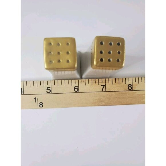 Antique Salt And Pepper Shakers Iridescent 1921 Signed M. Evans 2" tall No Corks - Picture 5 of 8